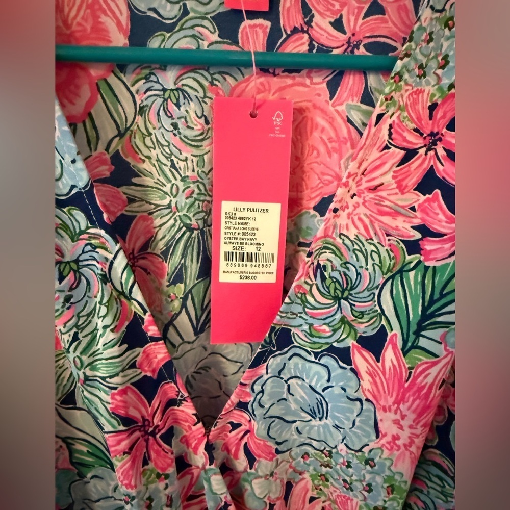 Lilly Pulitzer cristiana oyster bay navy always be blooming size 12 nwt - Picture 5 of 6